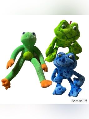 3pc 11” plush toy frogs American toy factory